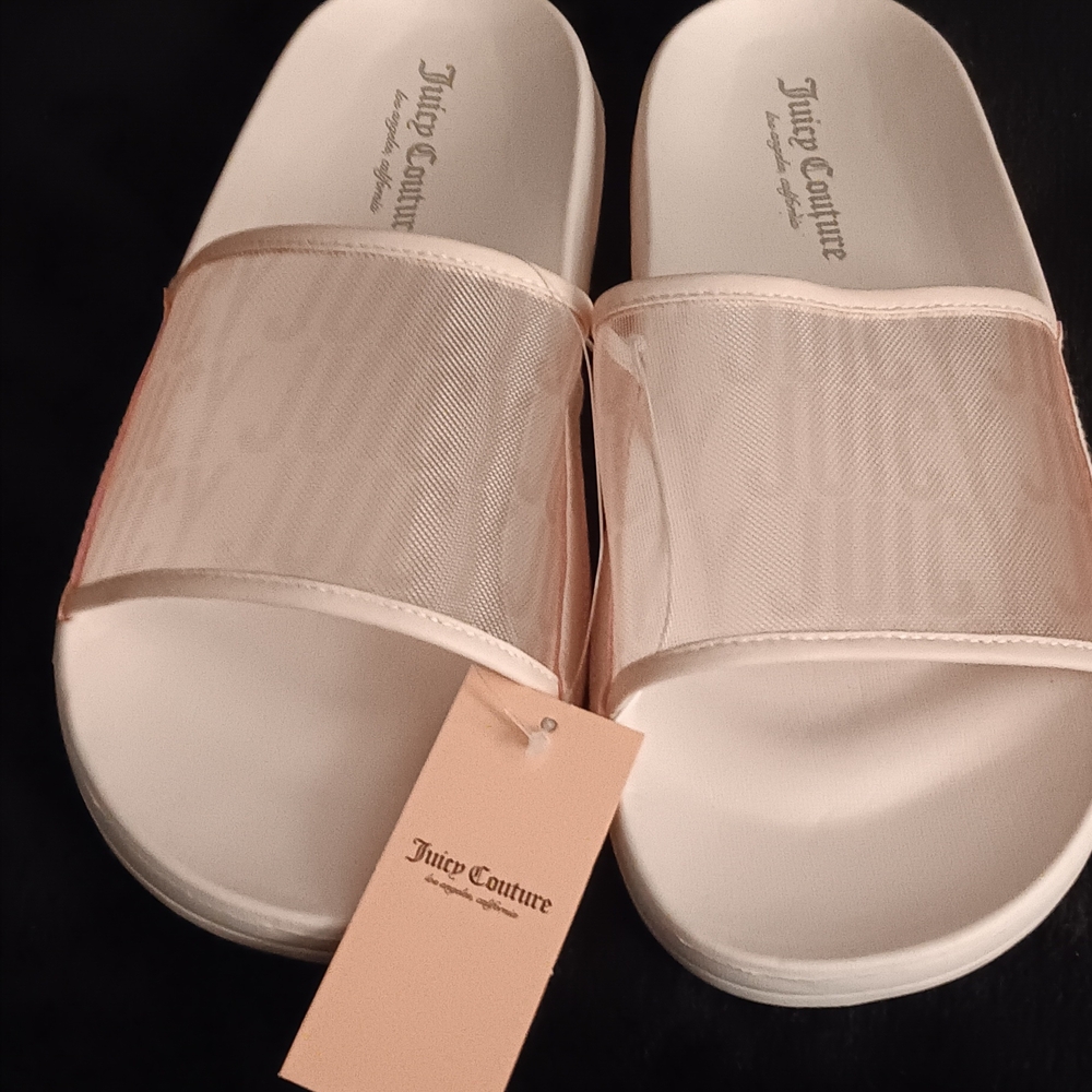 Juicy Couture Blush Pink Mesh Slide Sandals Women's Size 8M